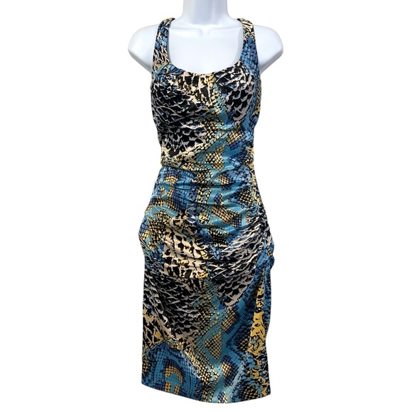 Signature by Sangria Snakeprint Ruched Dress - Picture 1 of 9